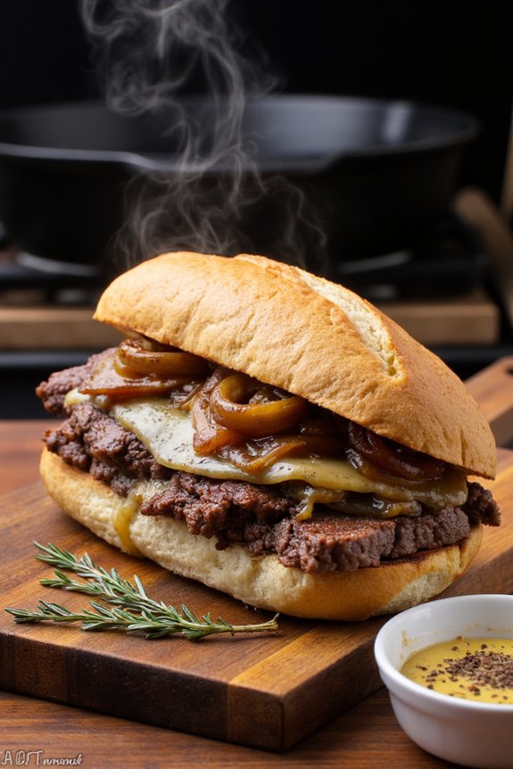 caramelized onions grilled steak sandwich