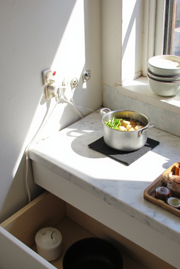 compact stowable induction cooktop