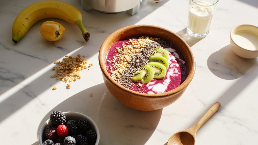 creamy fruit packed breakfast bowl