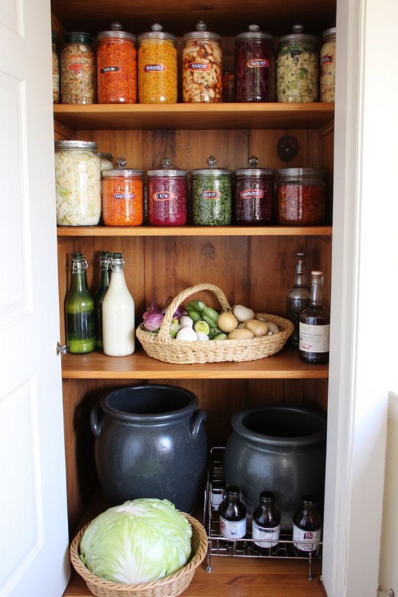 glass jars and shelving