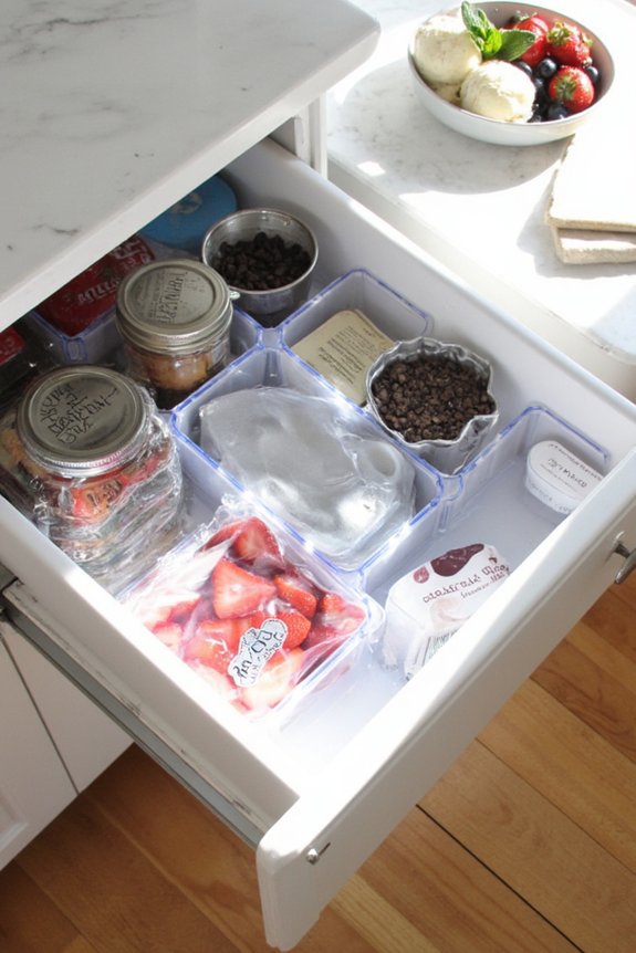 organized frozen bowls by size