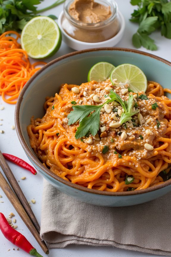 spiralized carrots with peanut