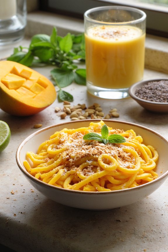 tropical spiralized mango strands