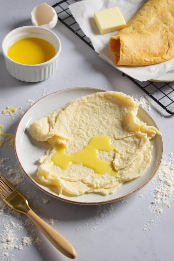 use clarified butter between crepes