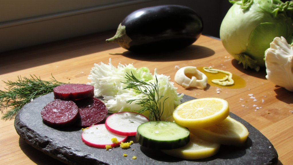 vibrant thinly sliced vegetables