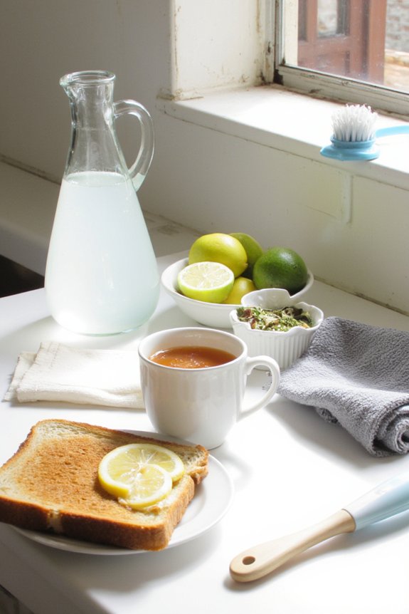 vinegar water cloth brush