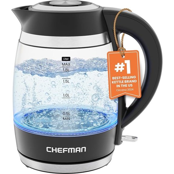 Chefman 1.8L Electric Kettle Borosilicate Glass