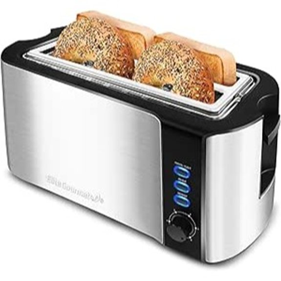 Elite Gourmet 4-Slice Long Slot Toaster Stainless Steel